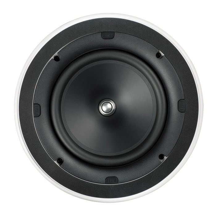 KEF Ultra Thin Bezel 8'' Round In-Ceiling Speaker. 200mm Uni-Q driver with 16mm aluminium dome tweeter. Magnetic grille. IP64 rated. Marine grade. SOLD AS PAIR