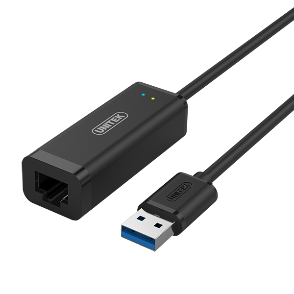 UNITEK USB-A 3.0 Gigabit Ethernet Converter. Supports IPv4/v6, COE, Wake-on-LAN. Full and half duplex. Automatic flip and flow control. Colour Black
