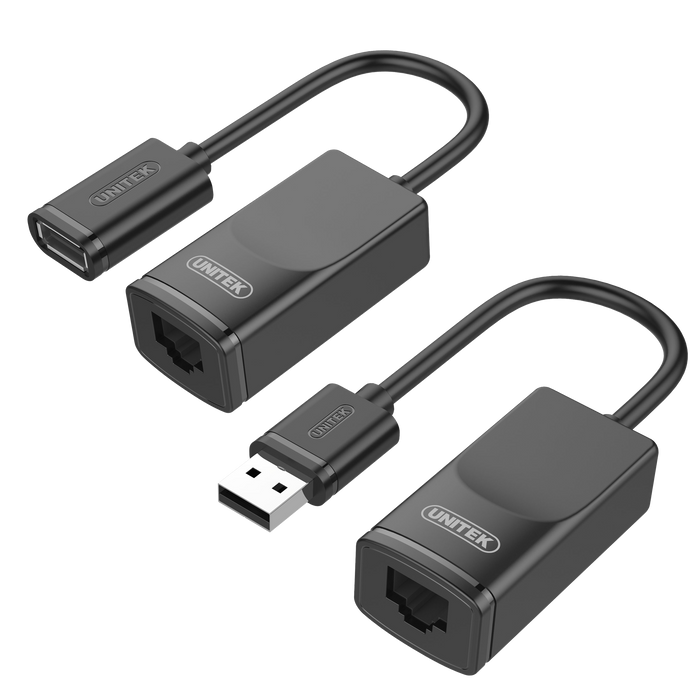 UNITEK USB 1.1 Extension Over RJ45 up to 60m. Use Cat.5, Cat.5e or Cat.6 RJ45 LAN Cable. Data Transfer Speed up to 12Mbps. Plug and play.