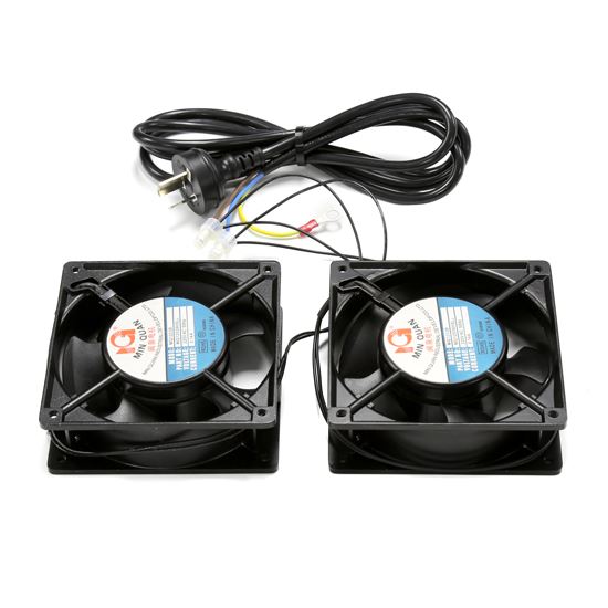 DYNAMIX Replacement Fan Kit for RSFDSx, RWMx, RDMEx & RVWM Series Wall Mount Cabinets. Includes 2x Fans (RAFAN) Connected to a Power Cable (C-POWERC) with Earth Connector.