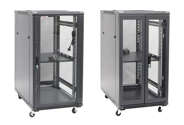 DYNAMIX 22RU Server Cabinet 1000mm Deep (600 x 1000 x 1190mm). Incl. 1 x Fixed Shelf, 4x Fans, 25x Cage Nuts, 4x Castors & 4x Level Feet. static load. Glass front door, mesh rear door.