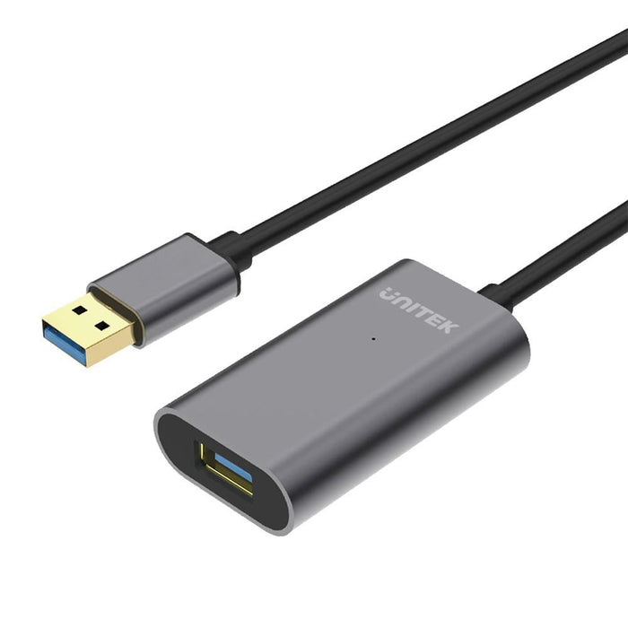 UNITEK 10m USB 3.0 Aluminium Extension Cable. Built-in Extension Chipset Supports Extended Transmission. Data Transfer Speed up to 5Gbps. Plug and play. Gold plated connector. Grey Colour.