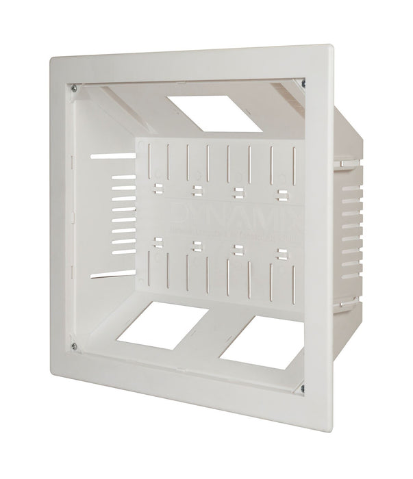 DYNAMIX Recessed Entertainment Box Delivering AV, Data & Power in Wall Connectivity. 3x Device/Outlet Openings. Paintable ABS Moulded Plastic. Cover & Screws Included. Dimensions: 280x250x80mm (WxHxD)