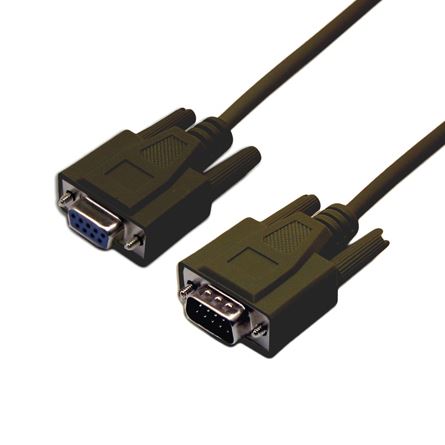 DYNAMIX 2m DB9 Male/Female Straight Through Extension Cable. 28AWG, Aluminium Foil Shielded Cable, PVC Jacket, Black