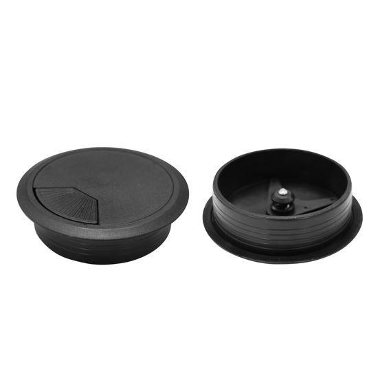 DYNAMIX 80mm Round Desk Grommet. Easily & Neatly Store your Power, Communication, Audio, Video, Computer & Data Cables. Perfect for Installation in Desks, Workstations etc. Black Colour.