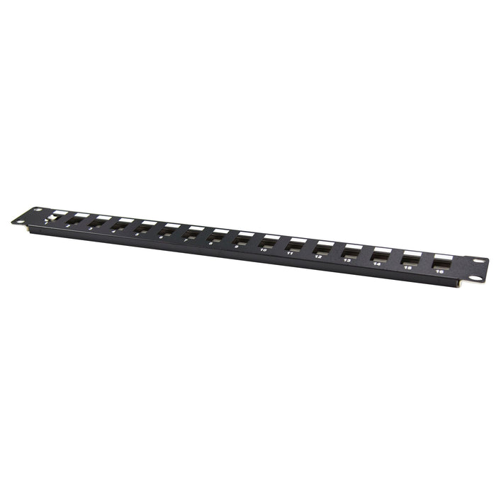 DYNAMIX 19'' 16 Port Unloaded Patch Panel Keystone Inserts, 1RU *REQUIRES SLIMLINE KEYSTONE JACKS*