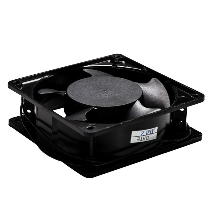 DYNAMIX Additional 230V Fan for Cabinets & Racks. Air Flow 50~ 100CBM/H. Dimensions: 120mm x 120mm x 40mm. Mounting Dimensions: 105mm x 105mm. 95CFM. 0.12A. Ball Bearing. 2650RPM. 55dB