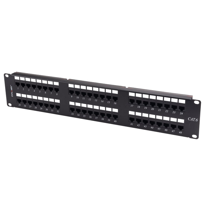 DYNAMIX 48 Port 19'' Cat6 UTP Patch Panel T568A & T568B Wiring. 2RU. 110x Terminations