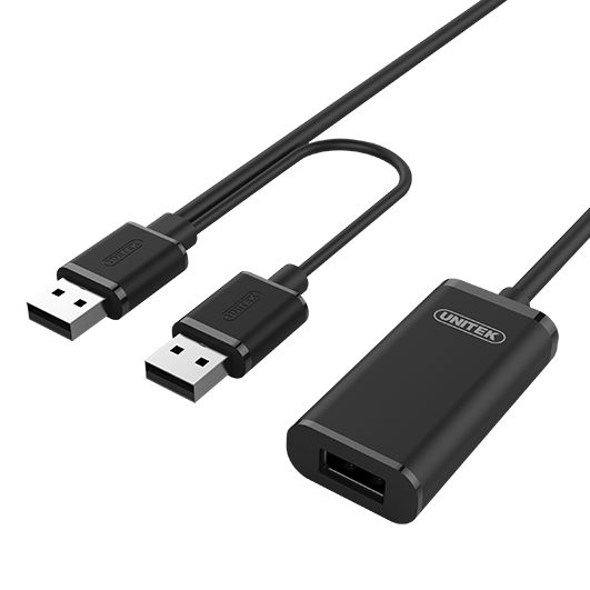 UNITEK 10m USB 2.0 Active Extension Cable. Built-in Extension Chipset Supports Extended Transmission Distance. Data Transfer Speed up to 480Mbps. Plug and play.