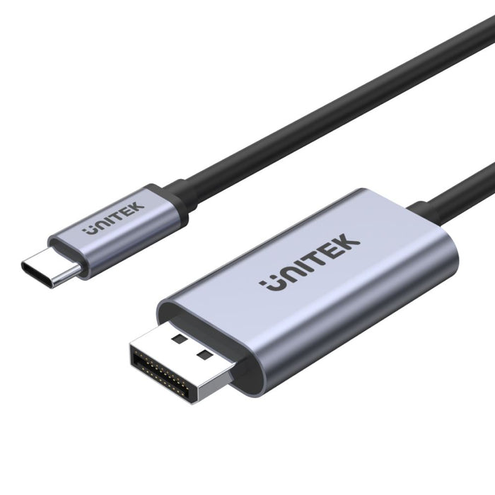 UNITEK 2m 4K USB-C to DisplayPort 1.2 Cable in Aluminium Housing. Supports upto 4K@60Hz. Plug & Play. HDCP2.2 for 4K Netfli, Amazon Prime Video & More. Space Grey & Black.