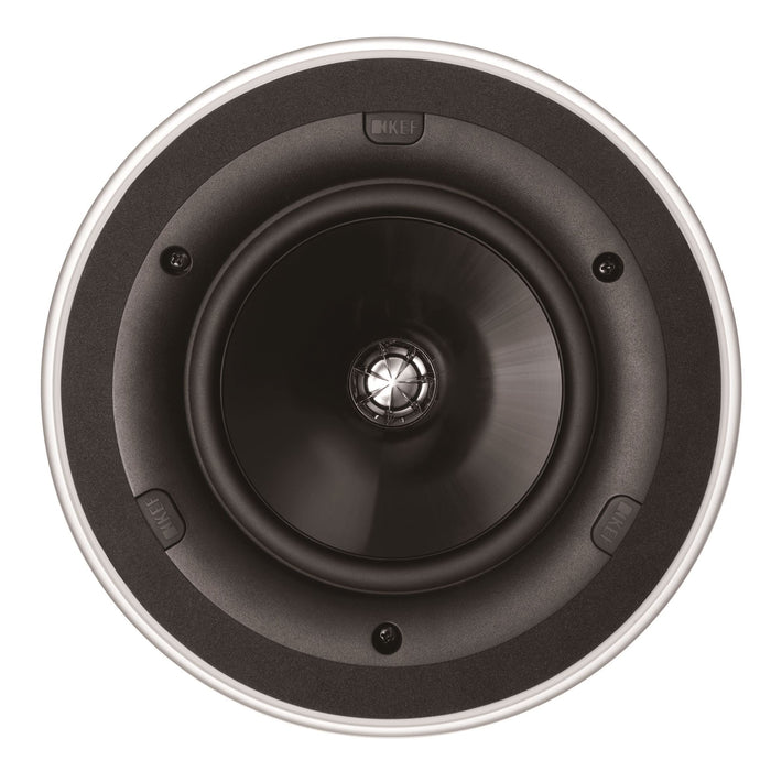 KEF Ultra Thin Bezel 6.5'' Round In-Wall/Ceiling Speaker 160mm Uni-Q Driver with 16mm tangerine waveguide tweeter Paintable thin Bezel & Grille. Weather Resistant,Sold individually