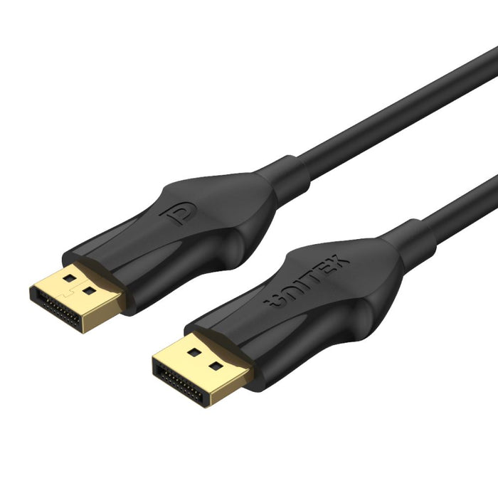 UNITEK 2m DisplayPort V1.4 Cable Supports 8K@60Hz, 4K@144Hz, & 1440p@240Hz, 32.4Gbps Bandwidth, Flexible Cable, Gold Plated Connectors. Black.