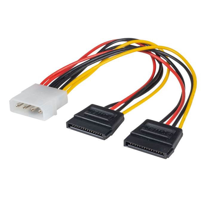 DYNAMIX Dual Port Serial ATA Power Splitter Cable, Converts standard 5.25'' power connector to 2x Serial ATA