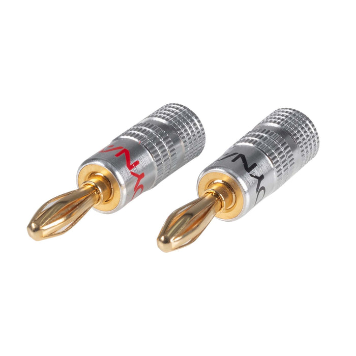 DYNAMIX Banana Plugs Gold Plated with Alloy Jacket, Max 14AWG Cable Colour Coded Red and Black. SOLD as PAIR