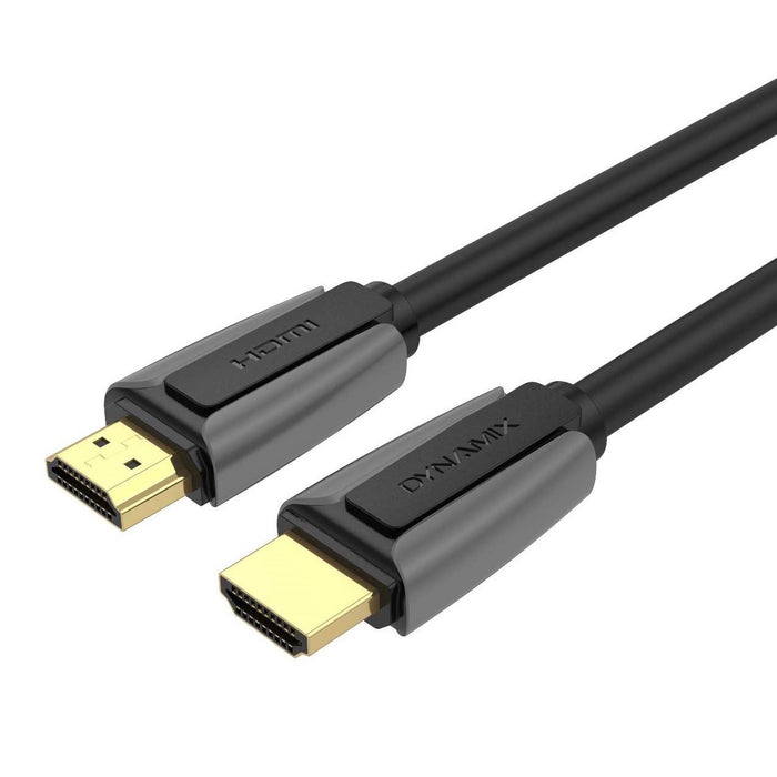 DYNAMIX 1M HDMI 2.1 Ultra-High Speed 48Gbps Cable. Supports up to 8K@60Hz. Supports Dolby True HD 7.1, HDR10+, Dolby Vision IQ, eARC, VRR, HFR, QFT, ALLM, QMS, DSC, G-Sync & FreeSync. Gold-Plated