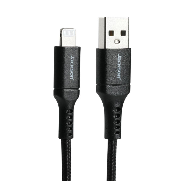 JACKSON 1.5m MFI Certified Apple USB-A  to Lightning Data and Charge Cable. Charge and Sync iPhone, iPad or iPod. Braided Cable to Provide Extra Durability.