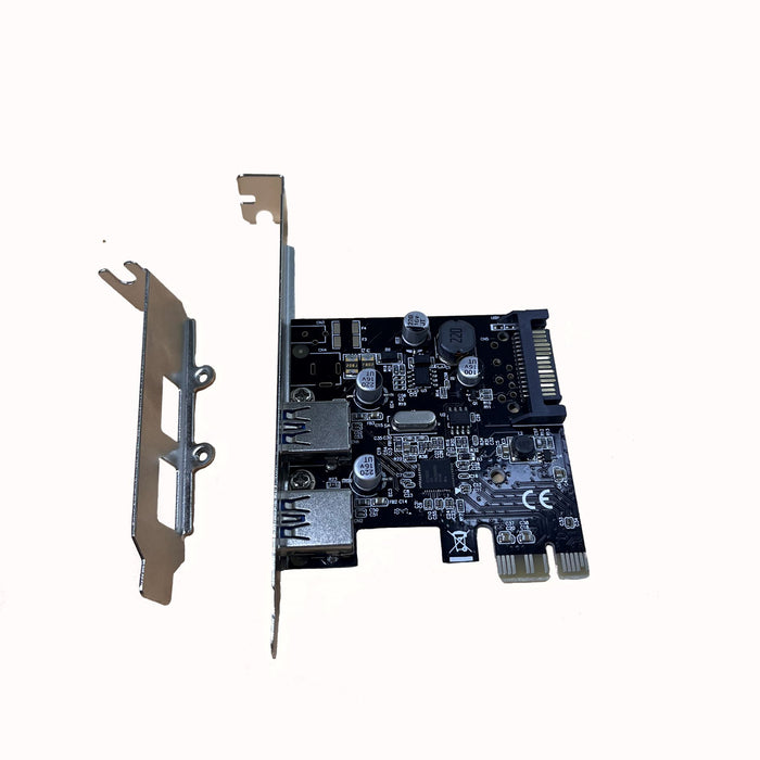 UNITEK 2-Port USB3.0 PCI-E Card. Supplied with Low Profile & Standard Height Brackets. PCI-E 1x Bus Interface. Max 900mA per port.