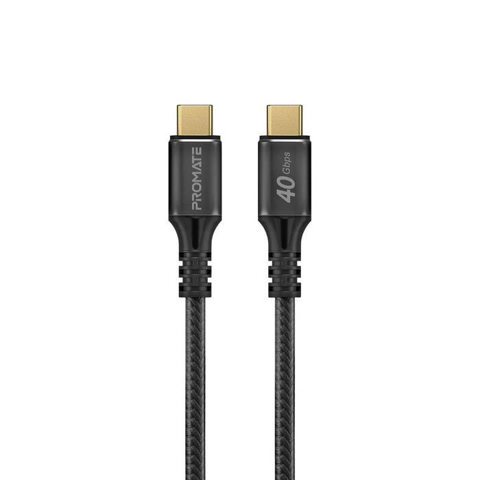 PROMATE 2M USB-C to USB-C Cable. Supports Thunderbolt 3, 240W Super Speed Fast Charging, 40Gbps Data, & 8K@60Hz Res. Nylon Braided. Protects Against Over Charging. Black Colour.