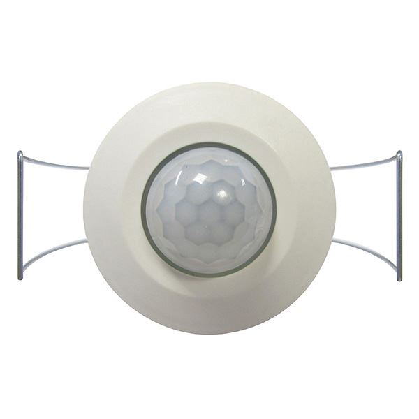 HOUSEWATCH Indoor Mini Presence Detector. IP55. Detection Range up to 6m at 2.5m High. Auto Off Time Adjustment. Cutout 38mm. 360 Degree Detection Angle. Colour White.