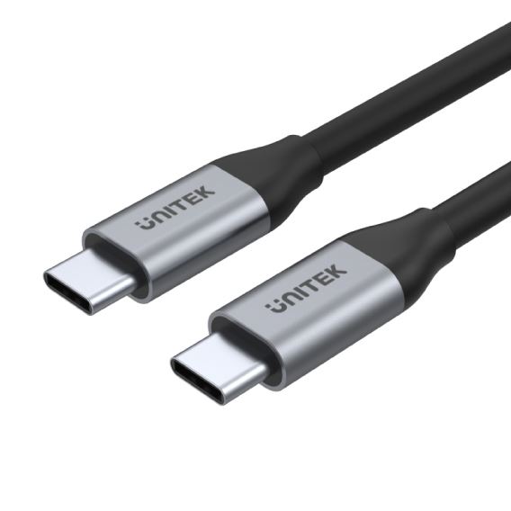 UNITEK 1m USB-C to USB-C 3.1 Gen2 Cable for Syncing & Charging. Supports up to 100W USB PD. Supports up to 4K@60Hz. Up to 10Gbps. Space Grey & Black Colour.