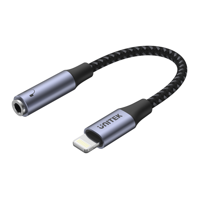 UNITEK Lightning to 3.5mm Headphone Jack Adapter. Support Hi-Fi Audio, Compatible with OMTP and CTIA Jack. Space Grey