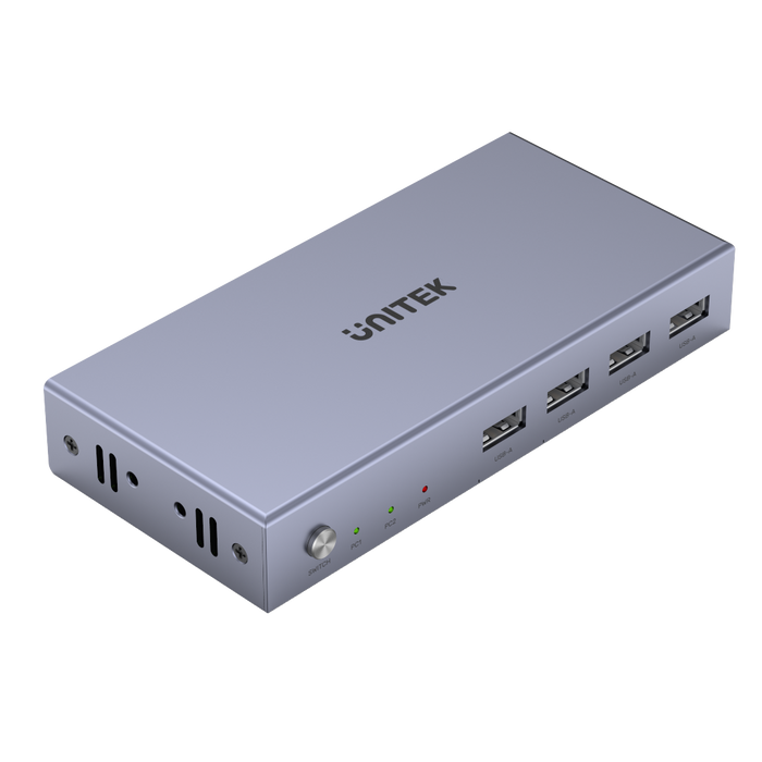 UNITEK HDMI KVM 2-in-1-Out Switch & Supports 4K@60Hz UHD. Includes 4x USB-A Ports, 2x HDMI Inputs & 1x HDMI Output Ports, 2x PC input Ports. Switch Button, LED Lights. Includes Cables.