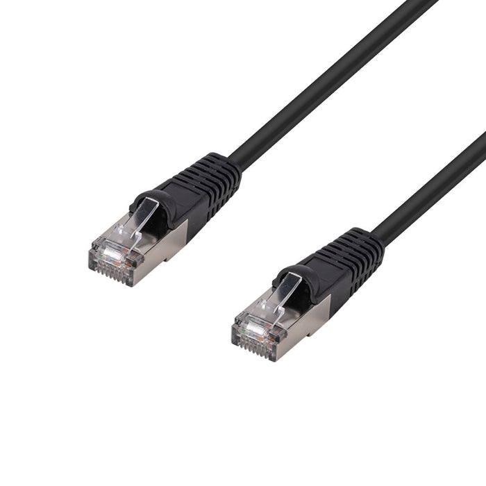 DYNAMIX 2m Cat6A S/FTP Black Slimline Shielded 10G Patch Lead. 26AWG (Cat6 Augmented) 500MHz with Gold Plate Connectors.