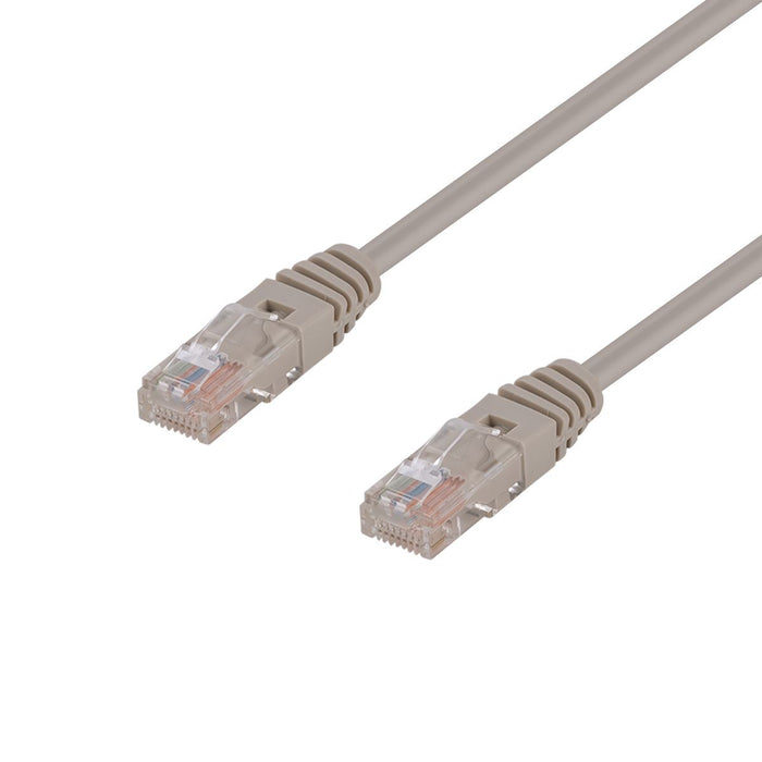 DYNAMIX 30m Cat5e Beige UTP Patch Lead (T568A Specification) 100MHz 24AWG Slimline Moulding & Latch Down Plug with RJ45 Unshielded Gold Plated Connectors.