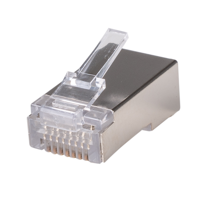 DYNAMIX Cat6A RJ45 20pc Bag, 8P8C Modular Plug 15U'' with insert. (Stranded-Shielded-Round)