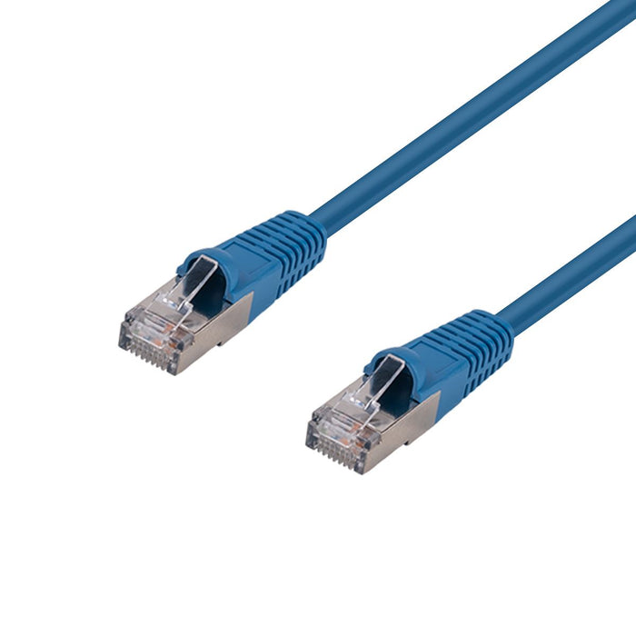 DYNAMIX 1.5m Cat6A S/FTP Blue Slimline Shielded 10G Patch Lead. 26AWG (Cat6 Augmented) 500MHz with Gold Plate Connectors.