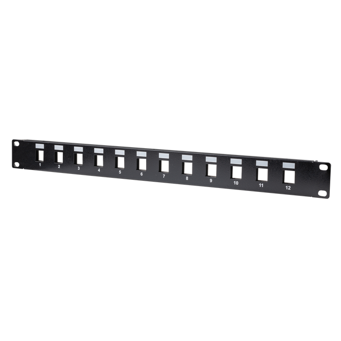 DYNAMIX 19'' 12 Port Unloaded Patch Panel Keystone Inserts, 1RU