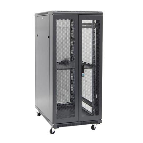 DYNAMIX 22RU Server Cabinet 1000mm Deep (800 x 1000 x 1190mm). Incl. 1x Fixed Shelf, 4x Fans, 25x Cage Nuts, 4x Castors & 4x Level Feet. Front Vertical Cable Management. Dual Front & Rear Mesh Doors. Black