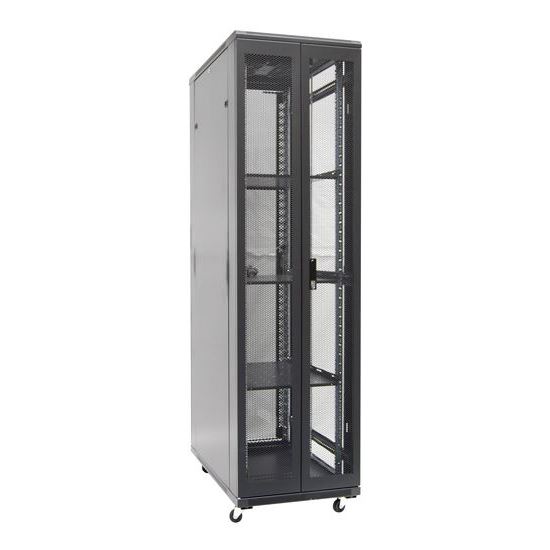 DYNAMIX 45RU Server Cabinet 800mm Deep (600 x 800 x 2210mm). Includes 3x Fixed Shelves, 4x Fans, 25x Cage Nuts, 4x Castors & 4x Level Feet. 800kg static load. Glass front door mesh rear door. 6-Way PDU installed