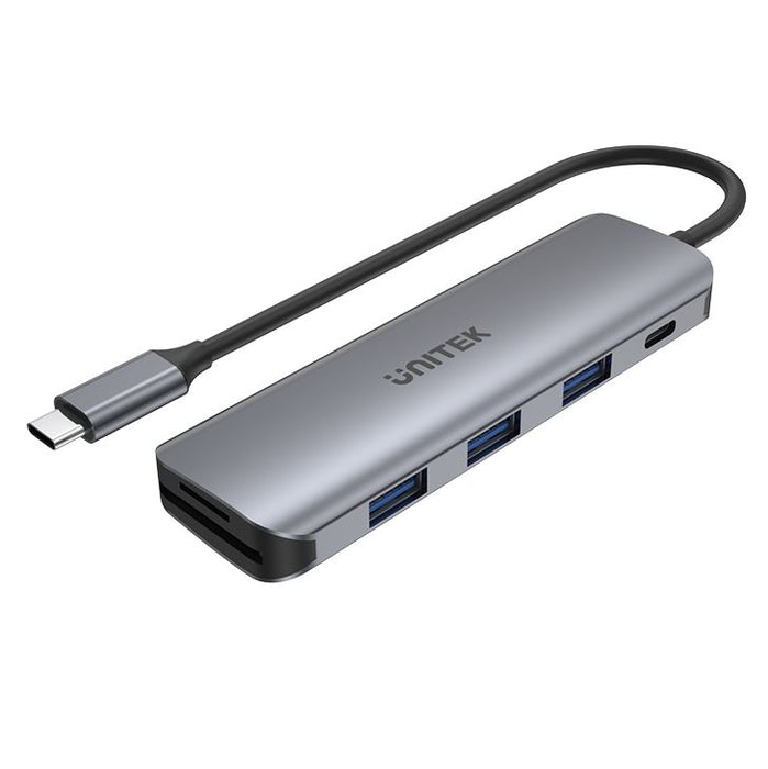 UNITEK 6-in-1 Multi-Port Hub with USB-C Connector. Includes 3 x USB-A Ports, SD & MicroSD Slots, USB-C Charging Port with 100W Power Delivery. Fast Charging up to 5V 1.5A per USB-A Port