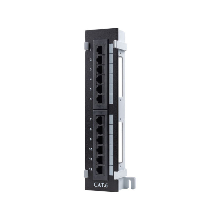 DYNAMIX Mini 1U RJ45 12 Port Patch Panel, Cat6 T568A & T568B Wiring Dims: L 254mm, W 60mm, D 40mm
