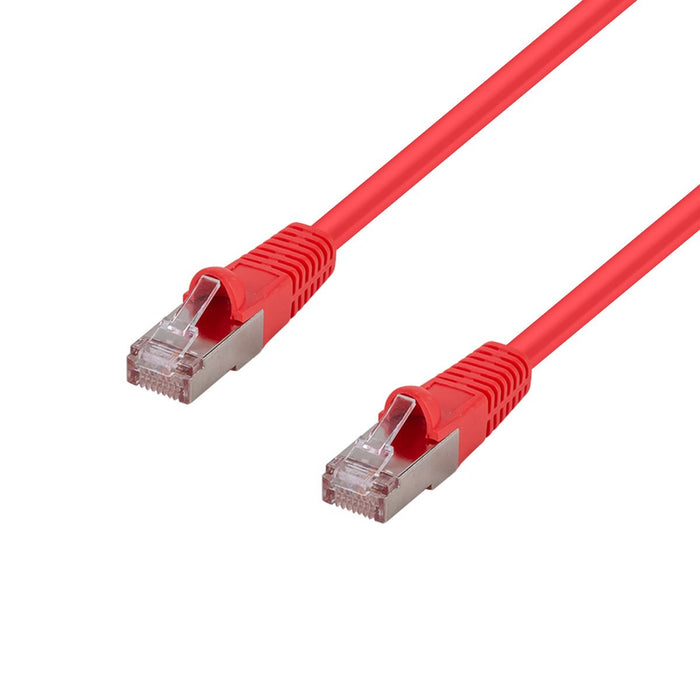 DYNAMIX 0.5m Cat6A S/FTP Red Slimline Shielded 10G Patch Lead. 26AWG (Cat6 Augmented) 500MHz with Gold Plate Connectors.
