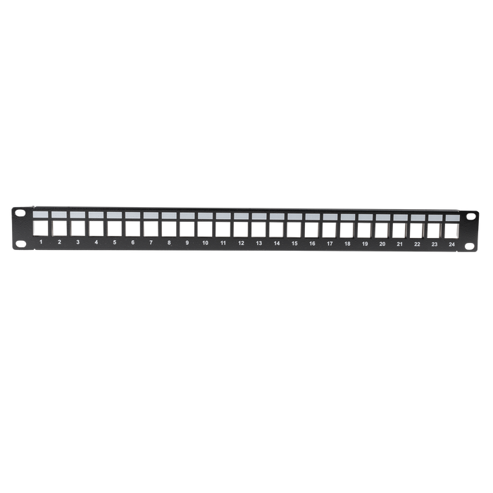 DYNAMIX Horizontal 19'' 1RU Unloaded 24 Port UTP Patch Panel. RoHS Numbered 1-24.