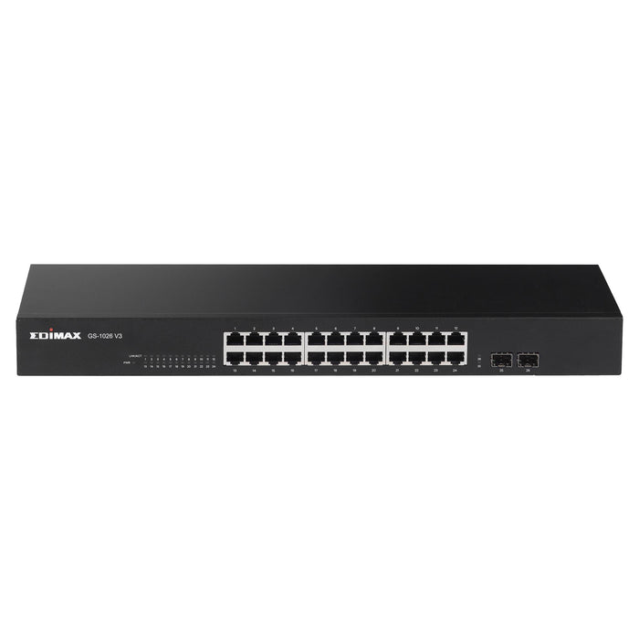 EDIMAX 24 Port Gigabit Rack-Mount Unmanaged Switch + 2 SFP Ports. High-Speed Networking and Jumbo Frames. Designed for Medium /Large Network Environments. Includes Brackets.