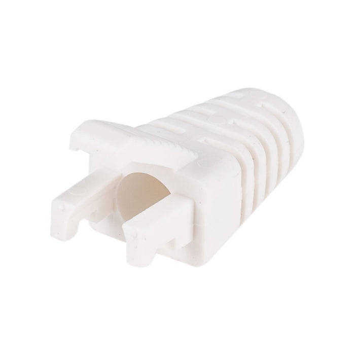 DYNAMIX WHITE RJ45 Strain Relief Boot - Slimline with Clip Protector (6.0 mm Outside Diameter) 20pk Bag