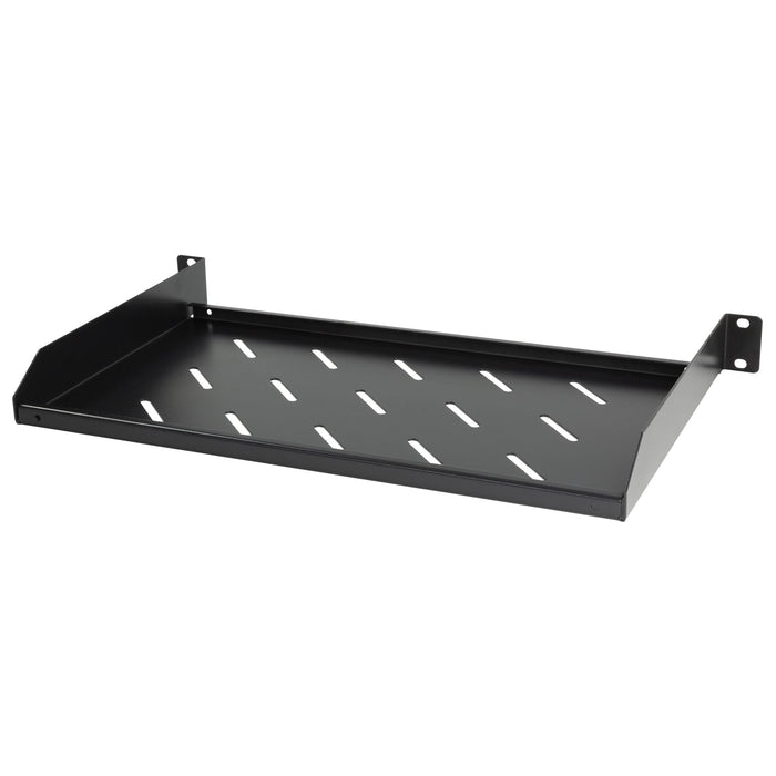 DYNAMIX 1RU 19'' Cantilever Shelf. Overall Depth: 275mm, Shelf Depth: 245mm. Weight Rating: 15kg. Black Colour *Includes Cage Nuts