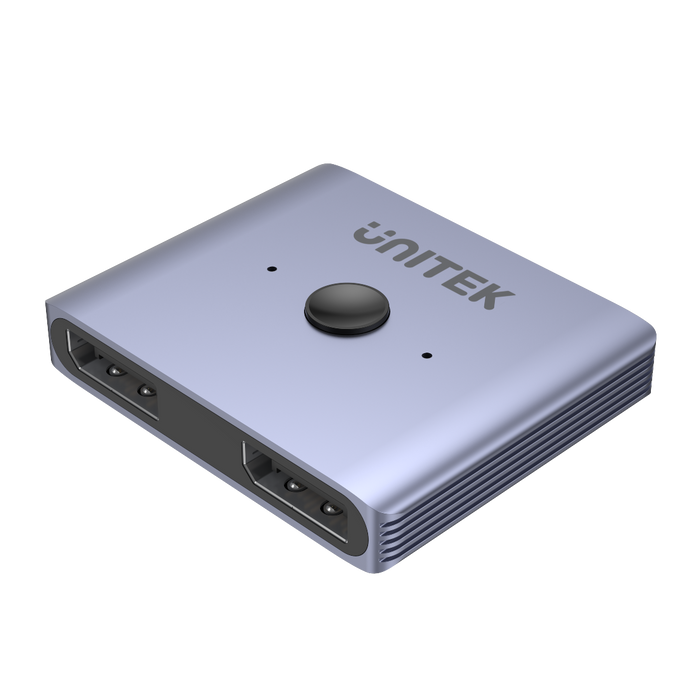 UNITEK 8K DisplayPort 1.4 Bi- DirectioSwitch with 2-In-1-Out or 1-in-2-Out. Connnect 2 Devices to 1 Display or Visa Veras. Supports Res up to 8K@60Hz. Easy One-switch Button. Space Grey Colour.