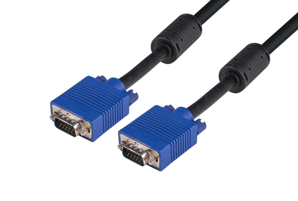 DYNAMIX 1m VESA DDC1 & DDC2 VGA Male/Male Cable - Moulded, BLACK Colour. Coaxial Shielded