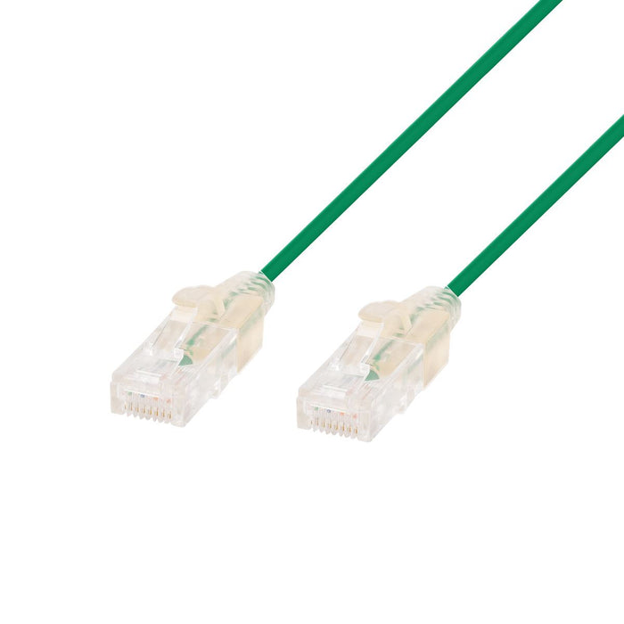 DYNAMIX 3m Cat6A 10G Green Ultra-Slim Component Level UTP Patch Lead (30AWG) with RJ45 Unshielded Gold Plated Connectors. LSZH Outer Jacket. Supports PoE IEEE 802.3af (15.4W).