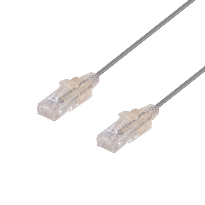 DYNAMIX 2m Cat6A 10G Grey Ultra-Slim Component Level UTP Patch Lead (30AWG) with RJ45 Unshielded Gold Plated Connectors. LSZH Outer Jacket. Supports PoE IEEE 802.3af (15.4W).
