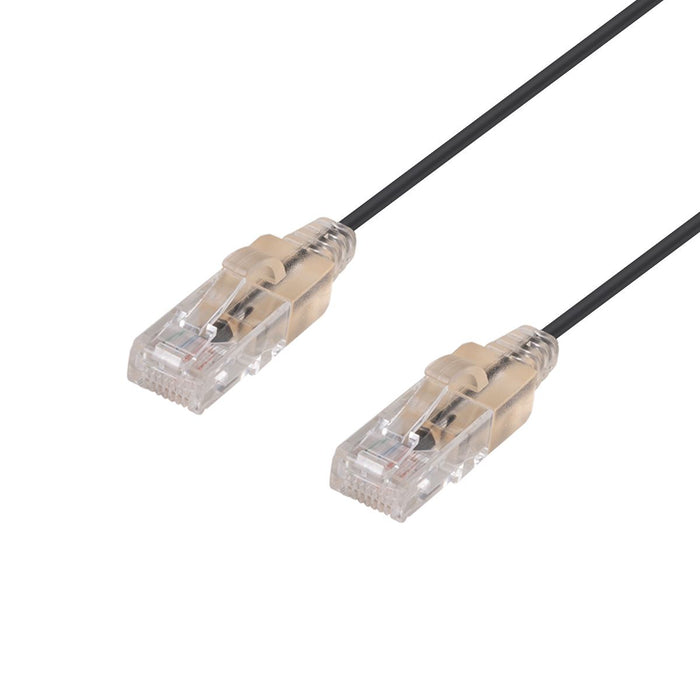 DYNAMIX 1m Cat6A 10G Black Ultra-Slim Component Level UTP Patch Lead (30AWG) with RJ45 Unshielded Gold Plated Connectors. LSZH Outer Jacket. Supports PoE IEEE 802.3af (15.4W).