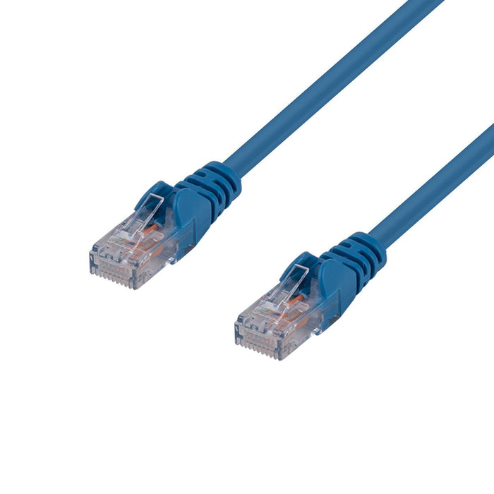 DYNAMIX 30m Cat6 Blue UTP Patch Lead (T568A Specification) 250MHz 24AWG Slimline Snagless Moulding with Unshielded Gold Plate Connector.