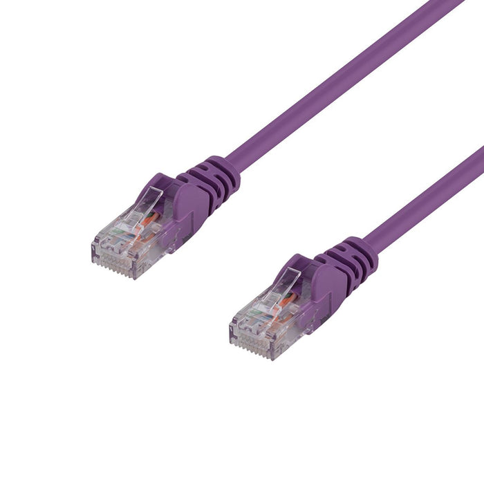 DYNAMIX 1m Cat6 Purple UTP Patch Lead (T568A Specification) 250MHz 24AWG Slimline Snagless Moulding with Unshielded Gold Plate Connector.