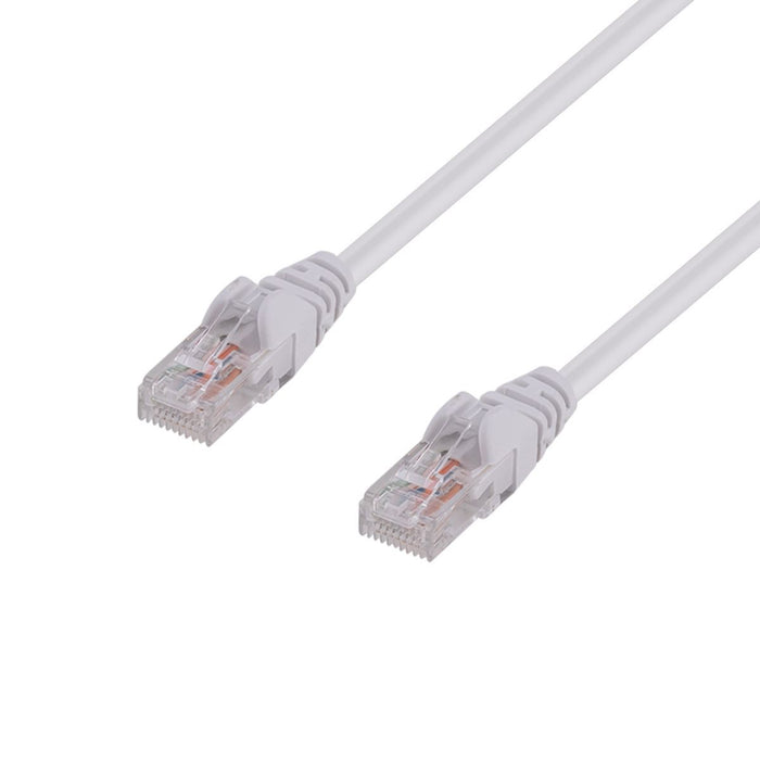 DYNAMIX 15m Cat6 White UTP Patch Lead (T568A Specification) 250MHz 24AWG Slimline Snagless Moulding with Unshielded Gold Plate Connector.
