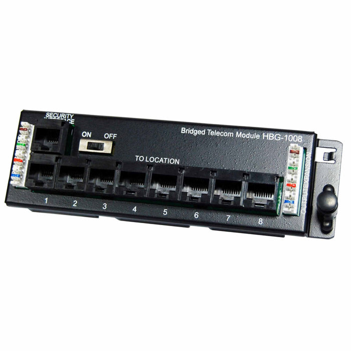 DYNAMIX 8 Port Telco Distribution Module with RJ31 Security Port. 2x IDC Port, 8x RJ45 Port Connectors. Telepermitted PTC 225/10/001