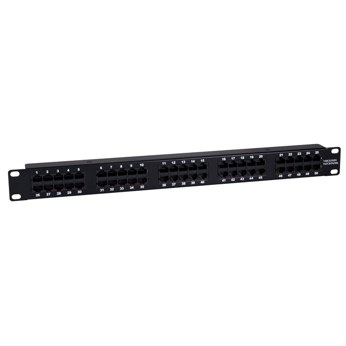 DYNAMIX 50 Port 19'' Voice Rated Patch Panel Unshielded. Cat3 Rated, Active pins 4, 5 & 3, 7